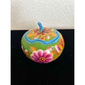 Hand-painted Floral Motif Gourd‎ Lidded Trinket/Jewelry Box